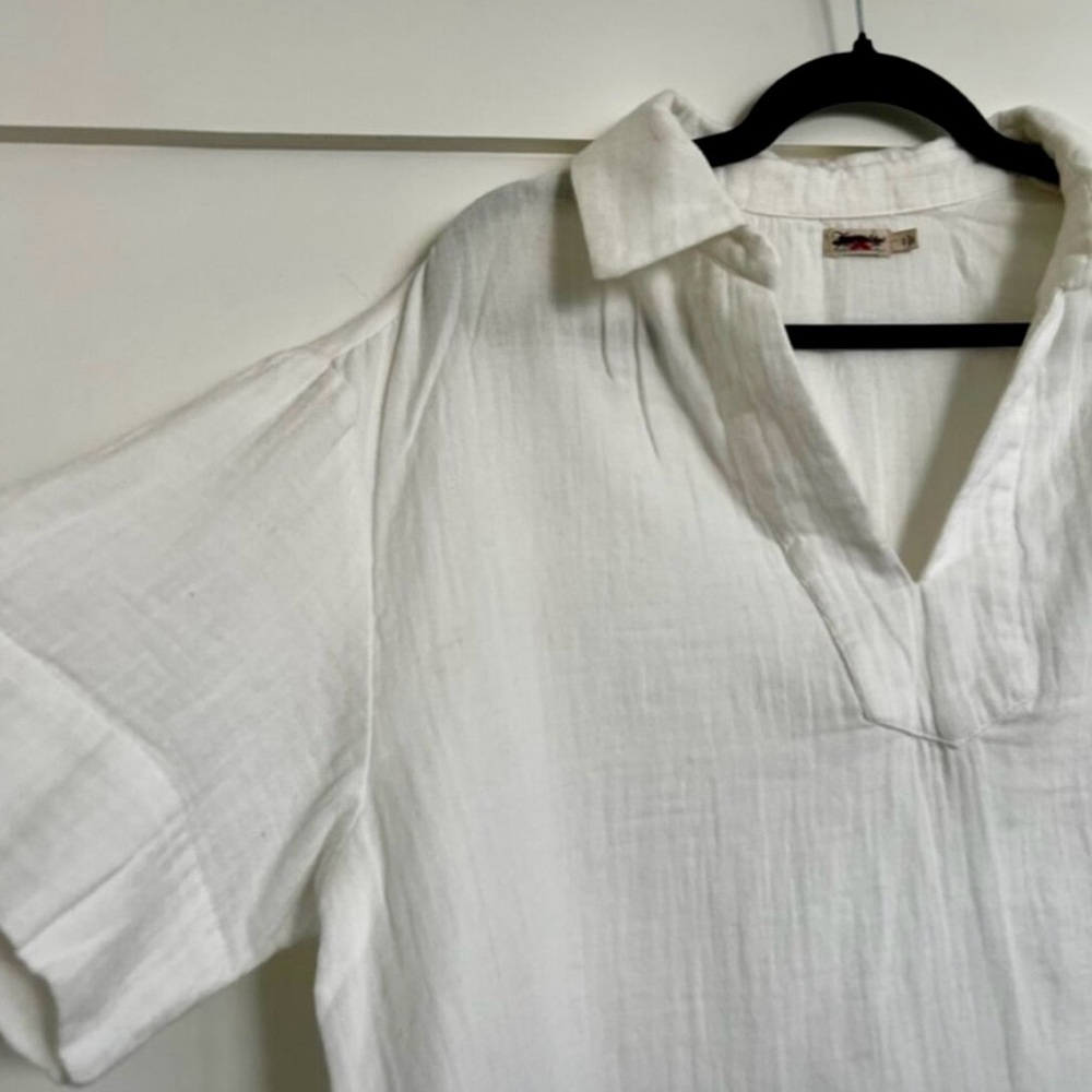 Faherty White Dream Gauze Wren Organic Cotton Top - Picture 2 of 5